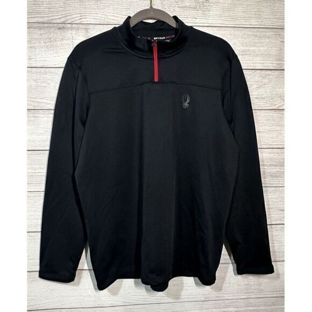 Spyder Active Long Sleeve Lightweight Pullover 1/4 Zip Black Medium‎ Sweater